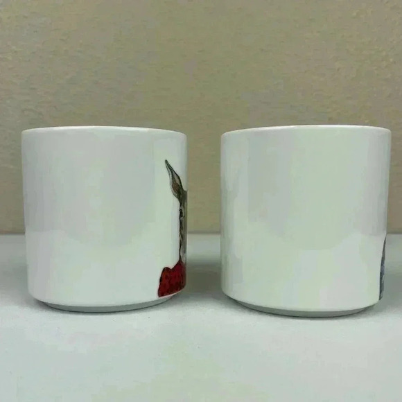 WEST ELM x Rachel Kozlowski Set of 2 Dapped Animals Mugs Barn Owl Deer Ceramic - Picture 4 of 10